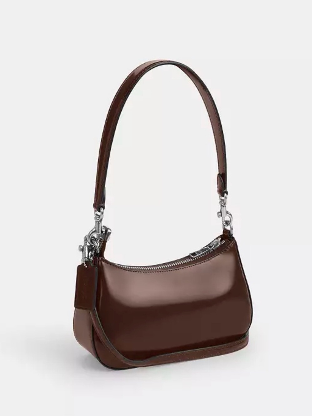 NWT Coach Brown Patent Leather Shoulder Bag with Silver Hardware - Picture 3 of 16
